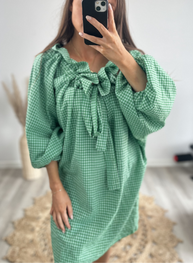 ELIN - Vichy-Kleid grün