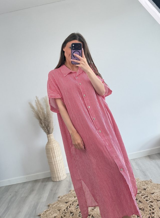 Streepjesjurk Rood