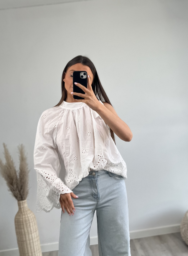 Broderie Blouse White