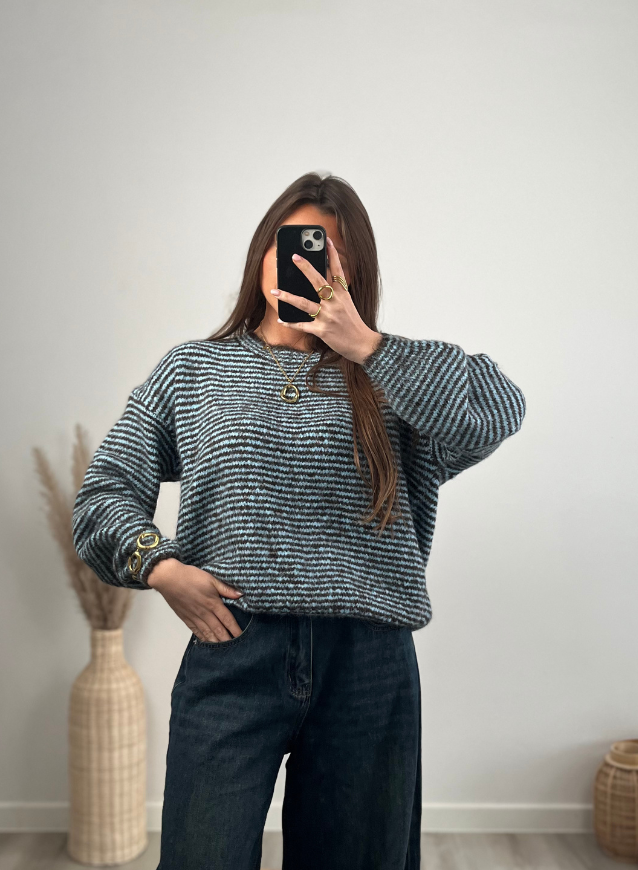 MAE - Striped Sweater Blauw