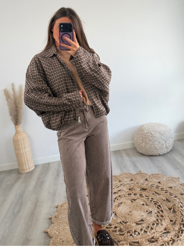 AMELIA - Check Bomber Jacket