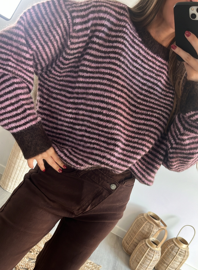 FLEUR - Streepjestrui Roze- Bruin