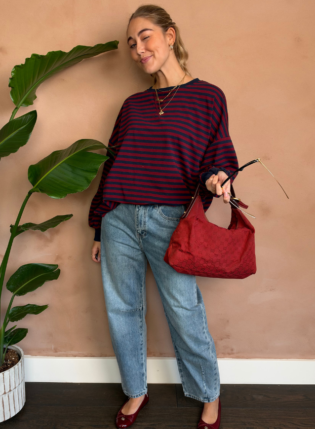 CAMILLE - Sweater Navy/Bordeaux