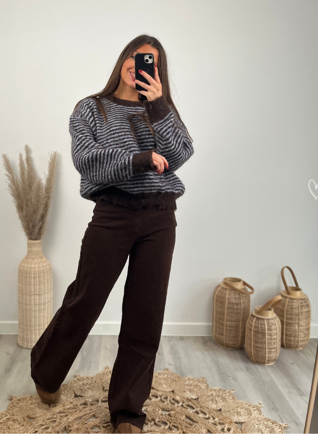 FLEUR - Streepjestrui Blauw-Choco