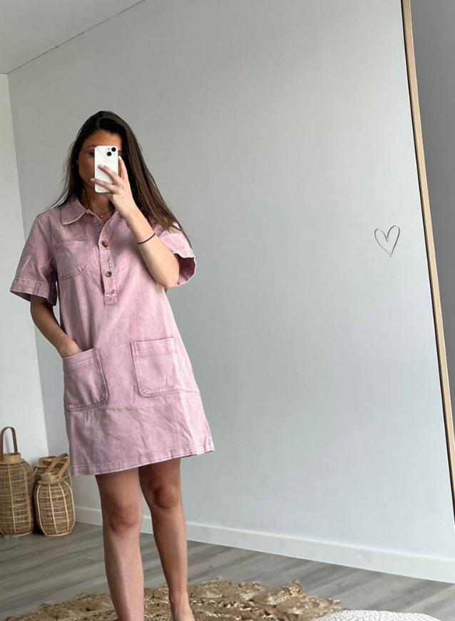LOUA - Jeansdress Zachtroze