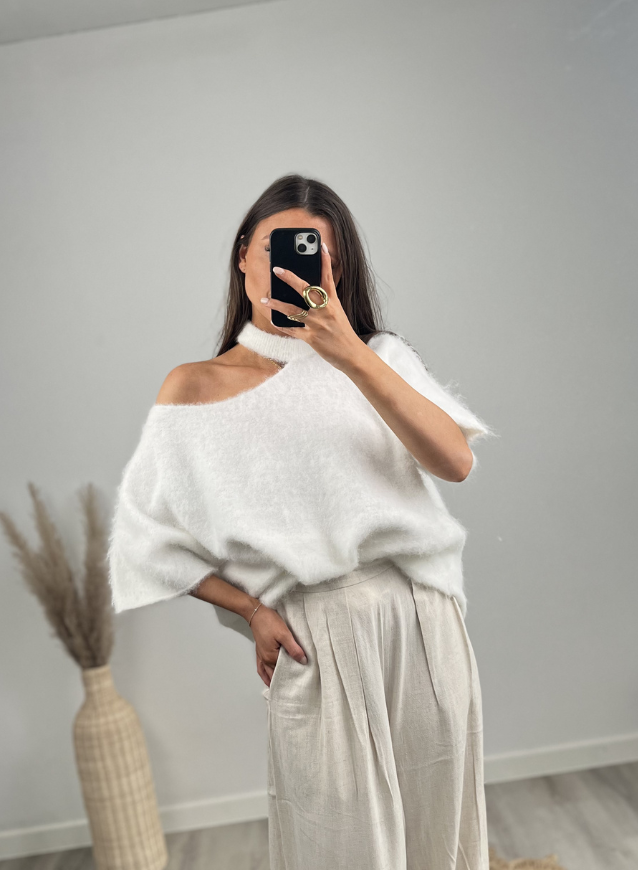 LUNA - Carmen-Strickpullover Creme