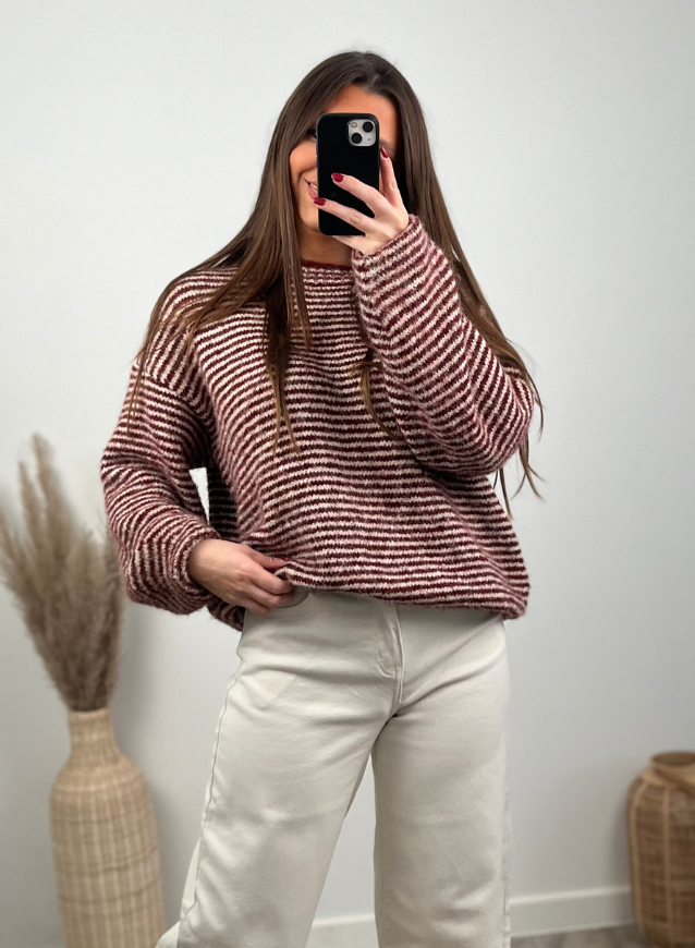 MAE - Striped Sweater Wine
