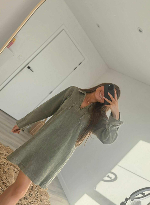 MIRTE - Kaki Jeanskleedje