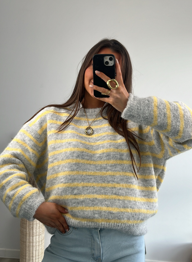 Liselotte- Trui Geel/Grijs