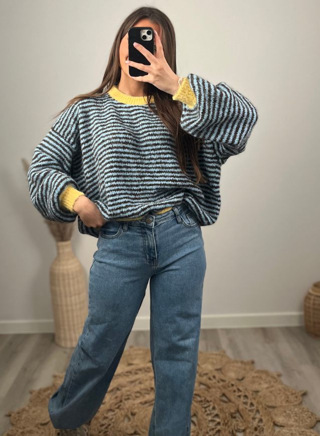 Carlijn - Trui Blauw/geel