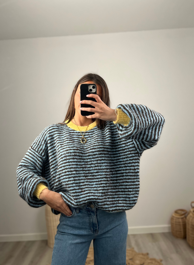 Carlijn - Trui Blauw/geel