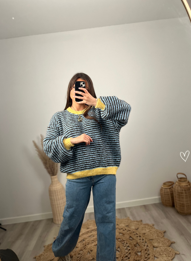 Carlijn - Trui Blauw/geel