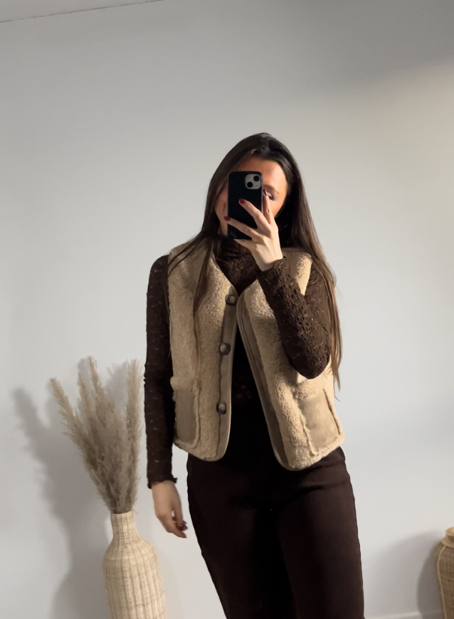 LILY - Bruine Lace top