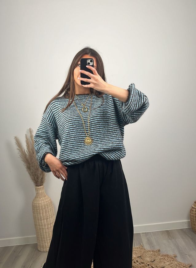 MAE - Striped Sweater Blauw