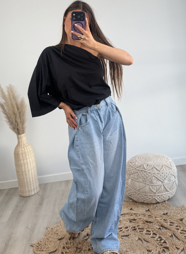 One Shoulder Top Black