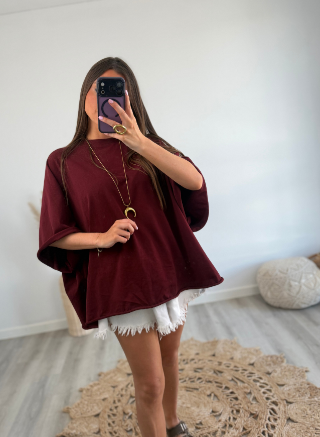 LAURA - Oversized Tee Bordeaux
