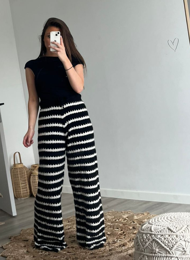 JULIE - Broek Zwart/Wit