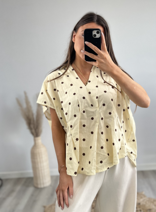 Gepunktete Bluse Gelb