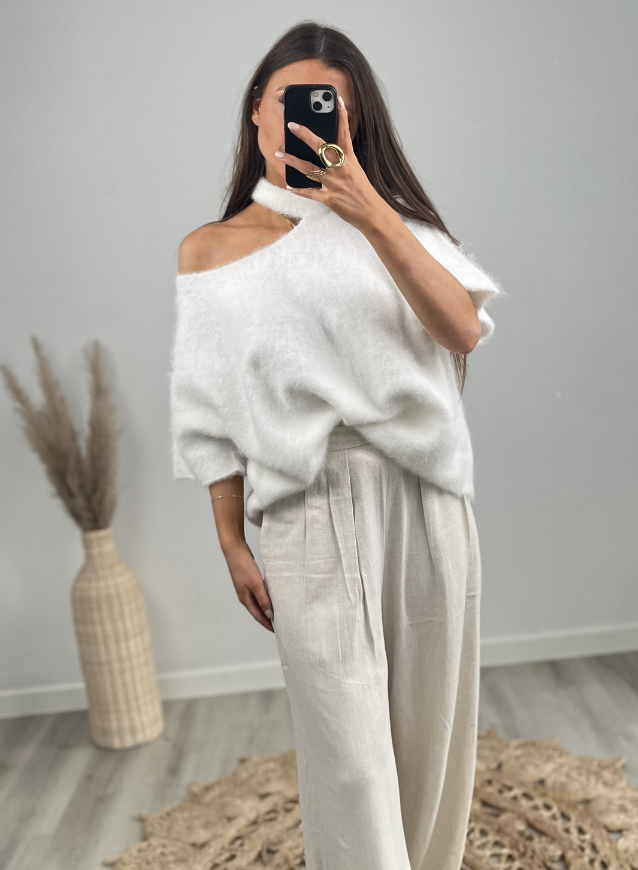 LUNA - Carmen-Strickpullover Creme