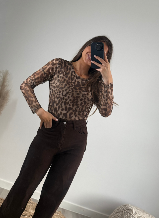 Leopard Mesh Top