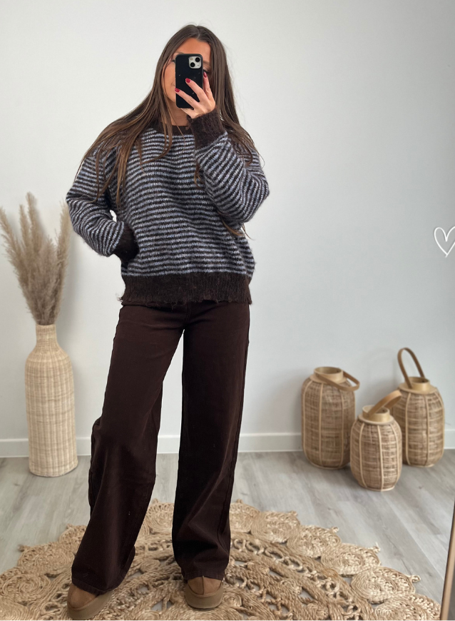 FLEUR - Streepjestrui Blauw-Choco