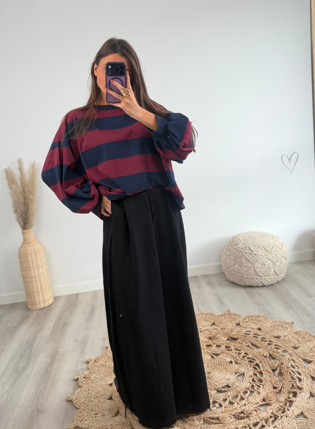 JULIETTE - Sweater Navy/Bordeaux