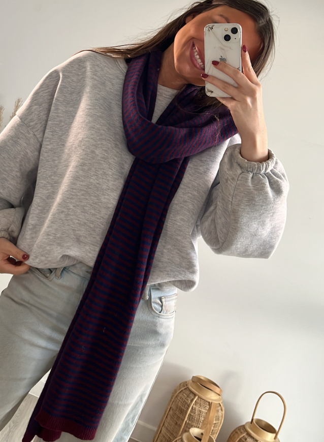 Sjaal Cashmere Navy/Bordeaux