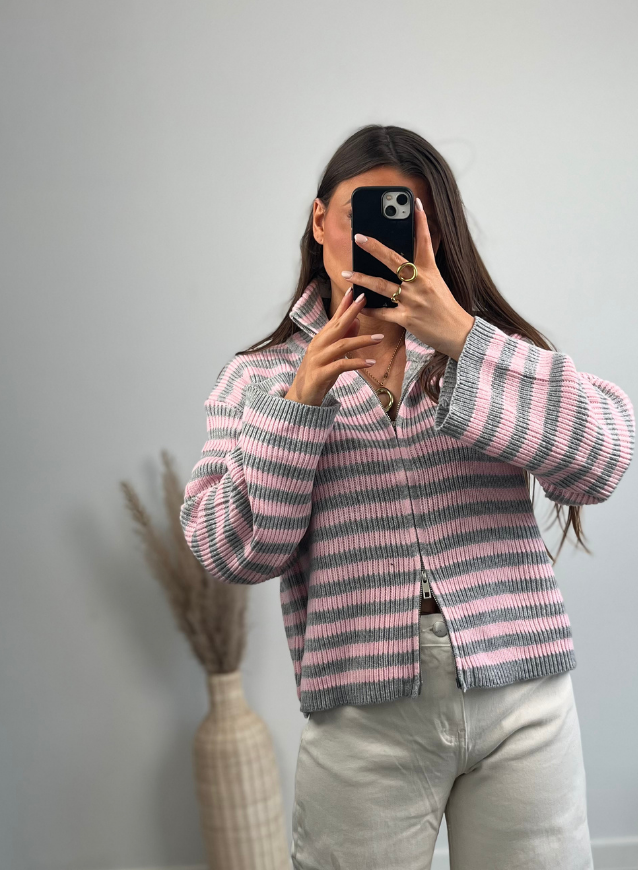 KIM - Knit Grijs-roze