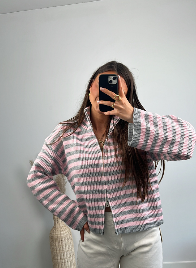 KIM - Knit Grijs-roze