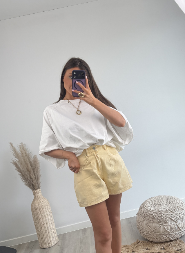 Jeansshort Geel