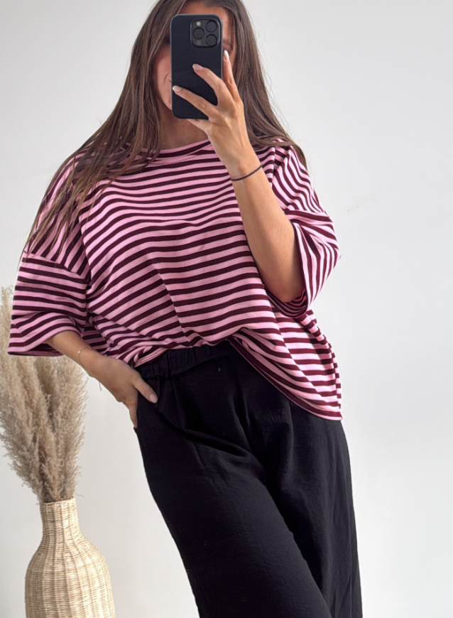 CLEO - T-shirt Bordeaux/Roze