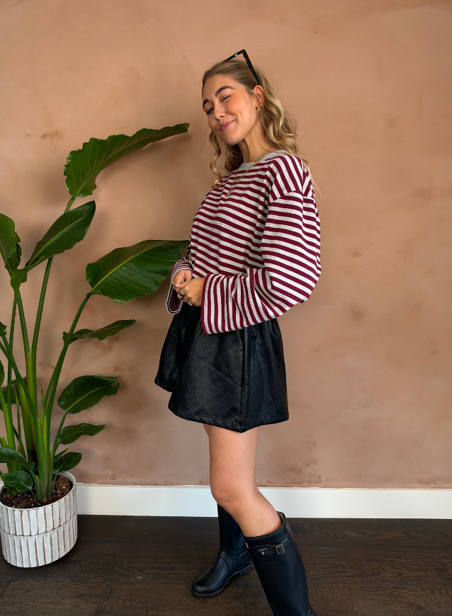 PIPPA - Longsleeve Grey/Bordeaux Gewatteerd