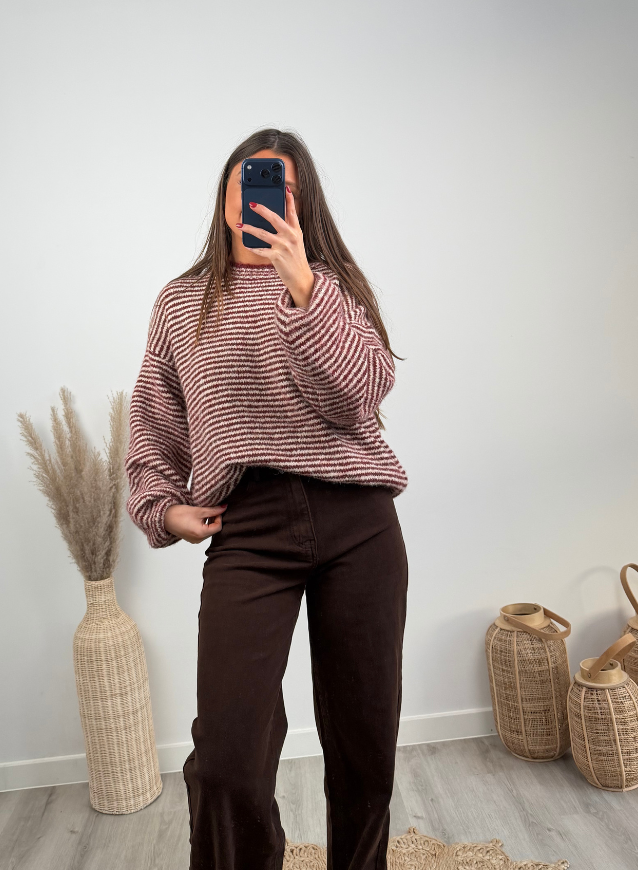 MAE - Striped Sweater Wine