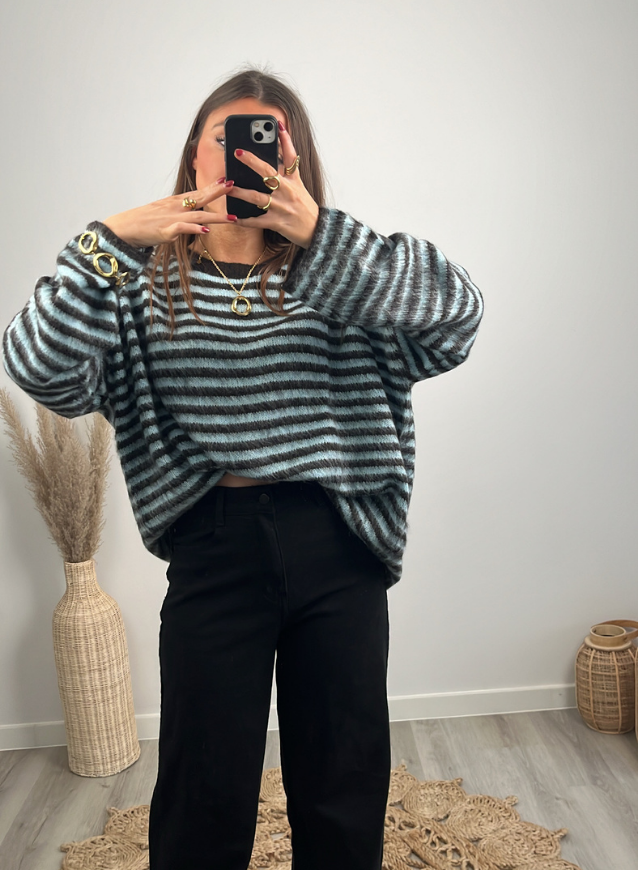 CHARLIE - Trui Iceblue/choco