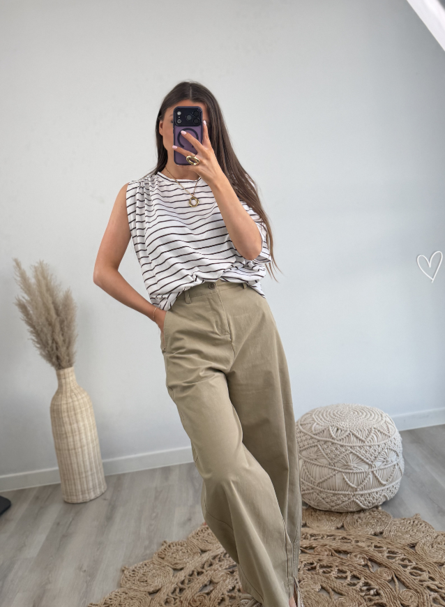 LENA - Gestreepte top Choco