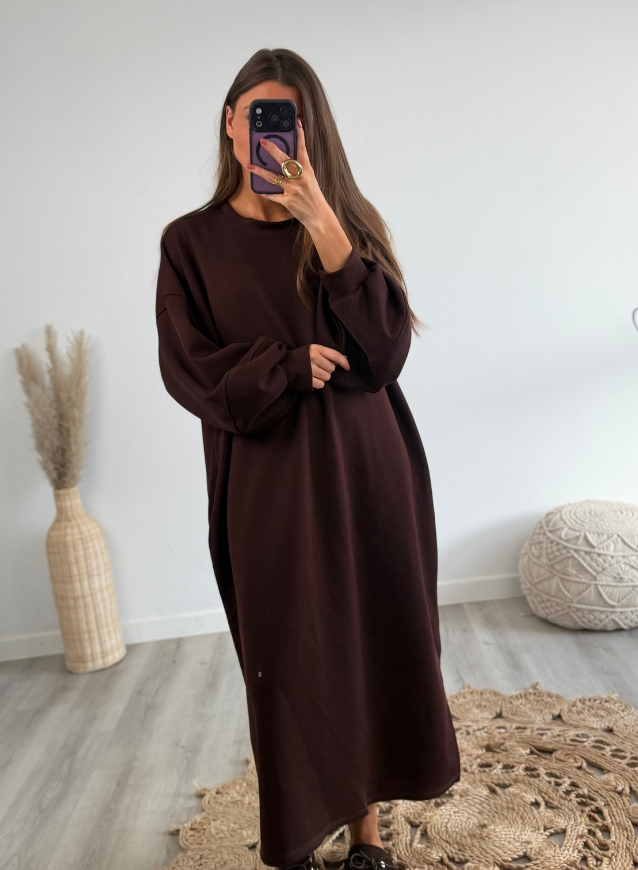 ALIX - Sweaterdress Bruin
