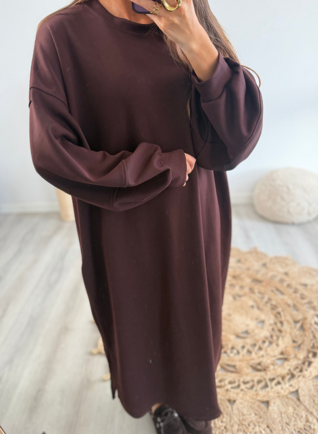 ALIX - Sweaterdress Bruin