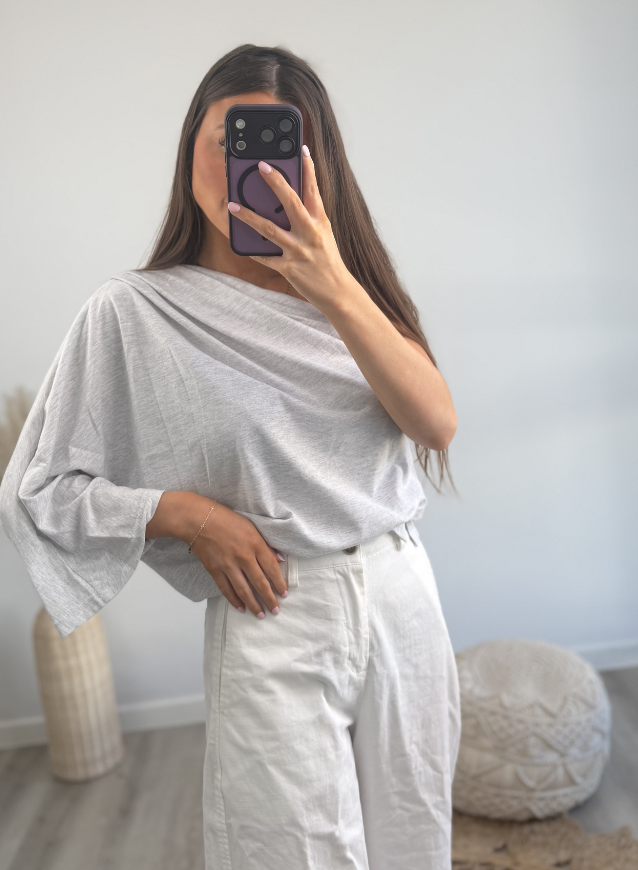 Off- Shoulder Top Lichtgrijs