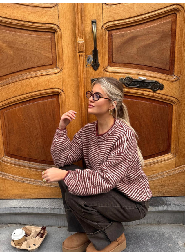 MAE - Striped Sweater Wine