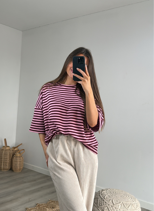 CLEO - T-shirt Bordeaux/Roze