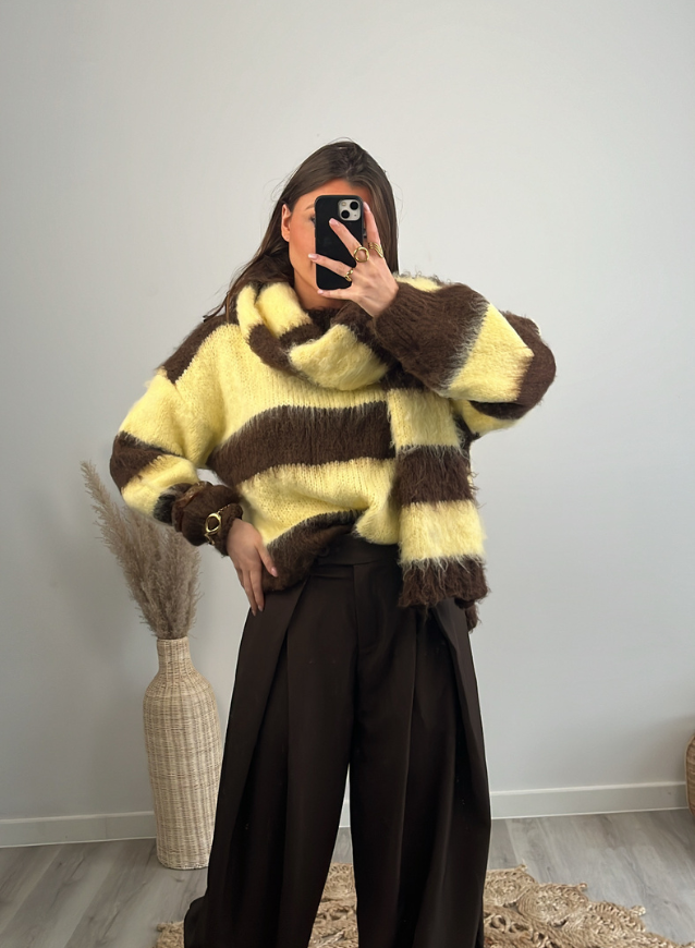 LAURENCE - Trui Choco/Geel