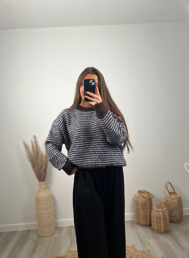 FLEUR - Streepjestrui Blauw-Choco