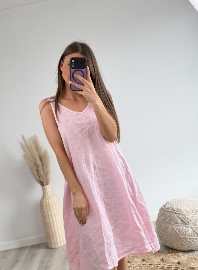 Linnen Jurk Pink