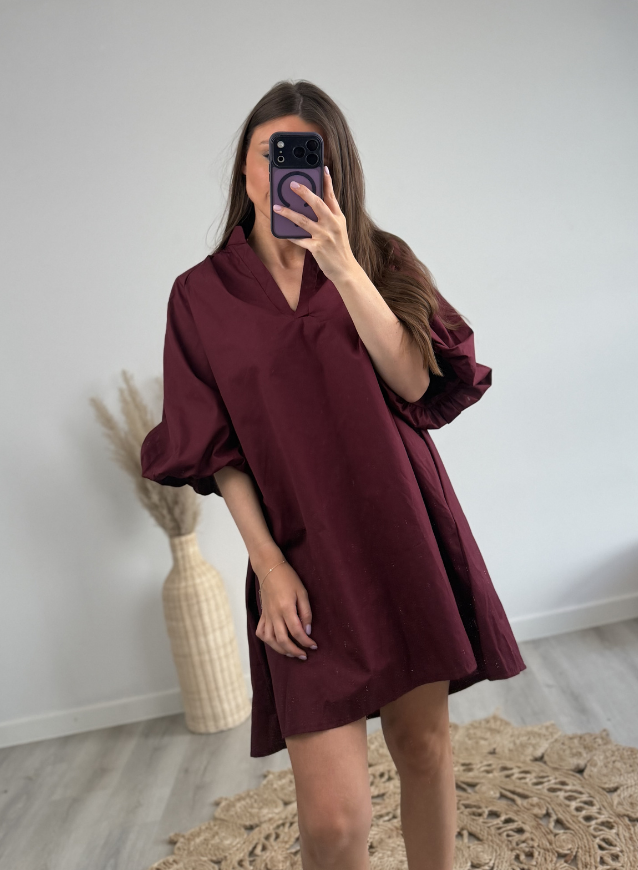 Bordeaux jurk Ballonmouw