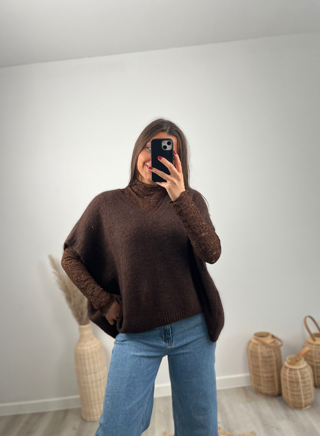 LILY - Bruine Lace top