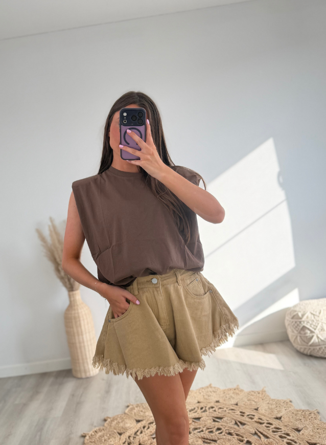 LOUISE - Jeansshort Beige