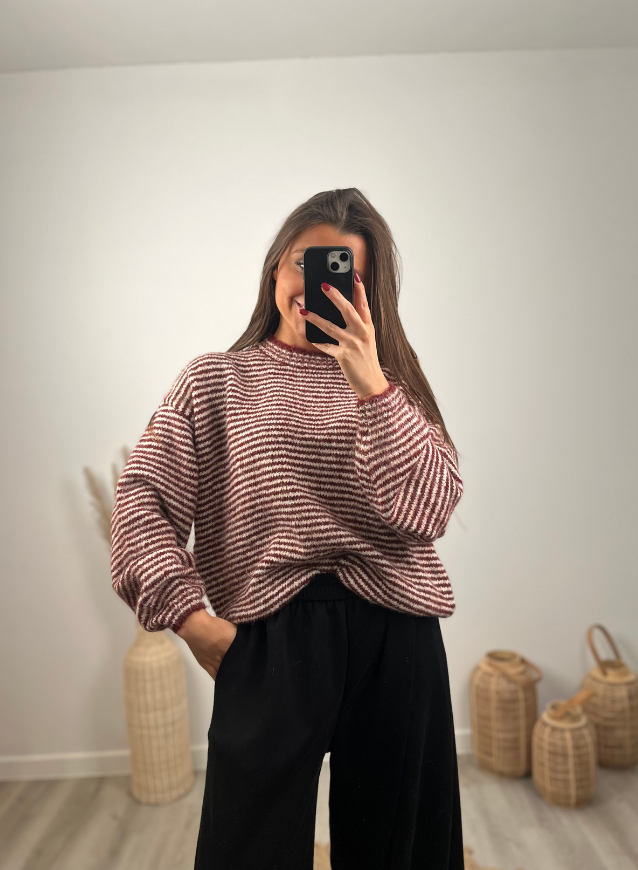 MAE - Striped Sweater Wine