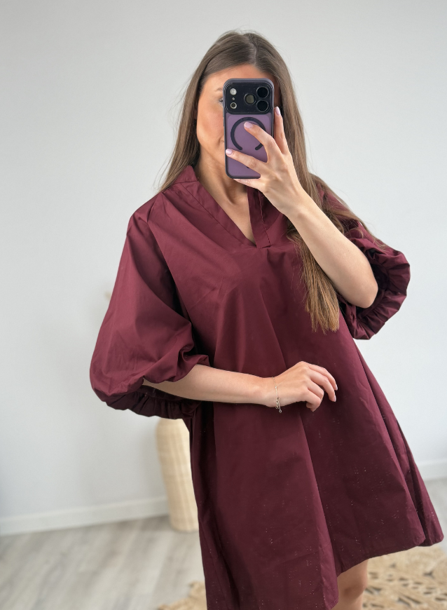 Bordeaux jurk Ballonmouw