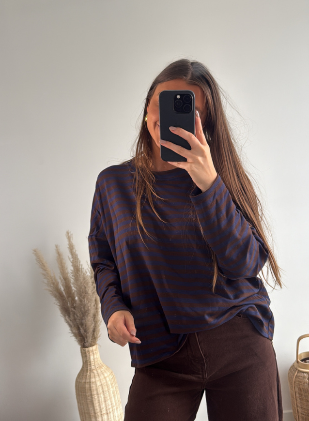 ELIN - Longsleeve choco-navy