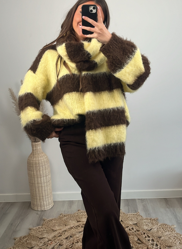LAURENCE - Trui Choco/Geel